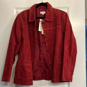 Washable Suede Jacket with Pickstich Detail. Burgundy/Wine. XL. New with tags.